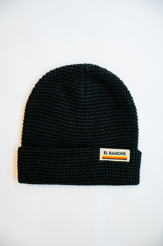 black waffle beanie