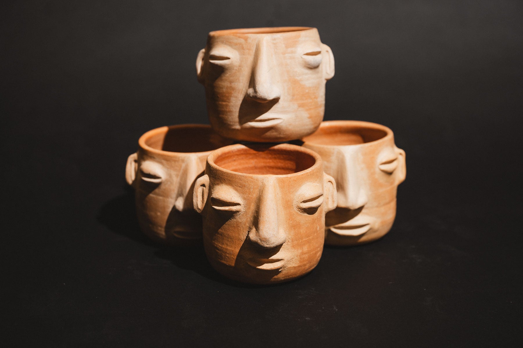 Handmade clay coffee cups from Oaxaca