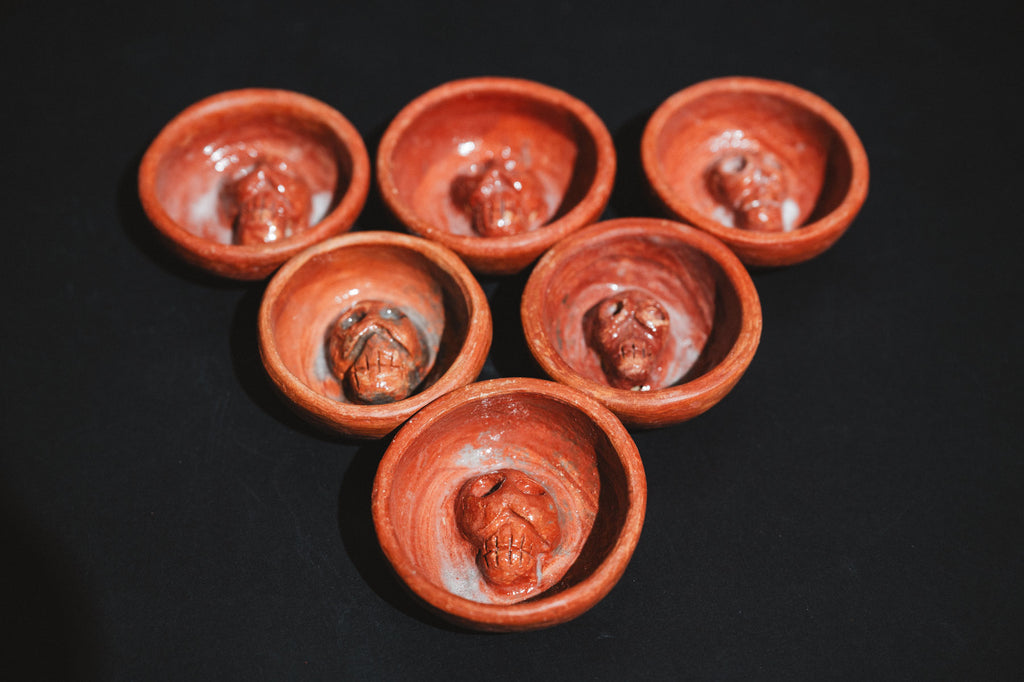 Handmade clay mezcalero cups from Oaxaca