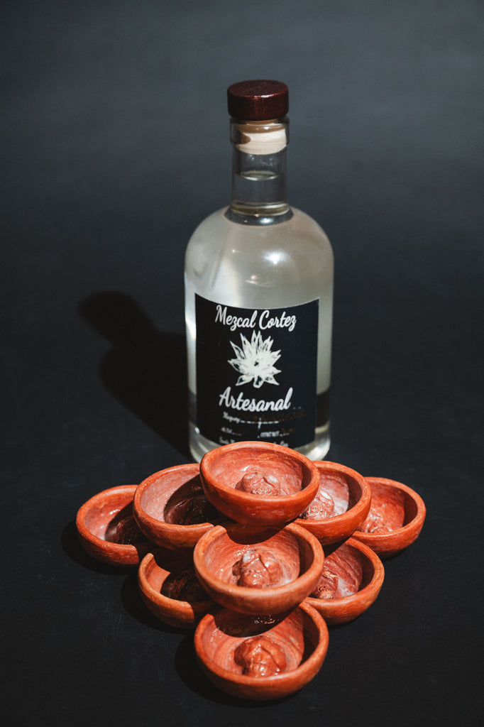 Handmade clay mezcalero cups from Oaxaca