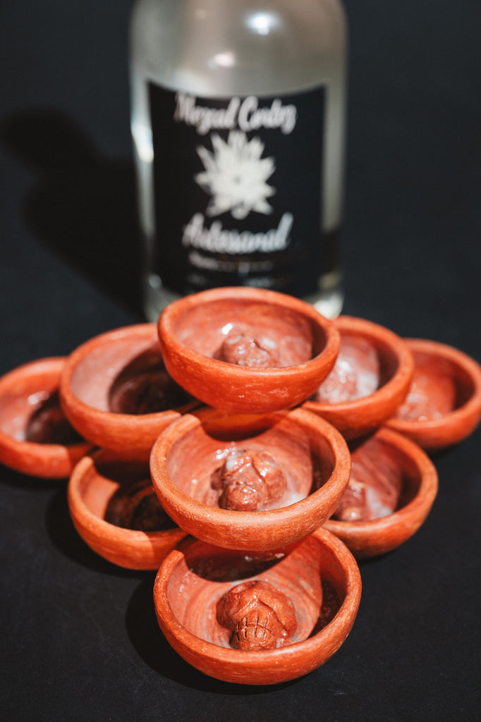 Handmade clay mezcalero cups from Oaxaca