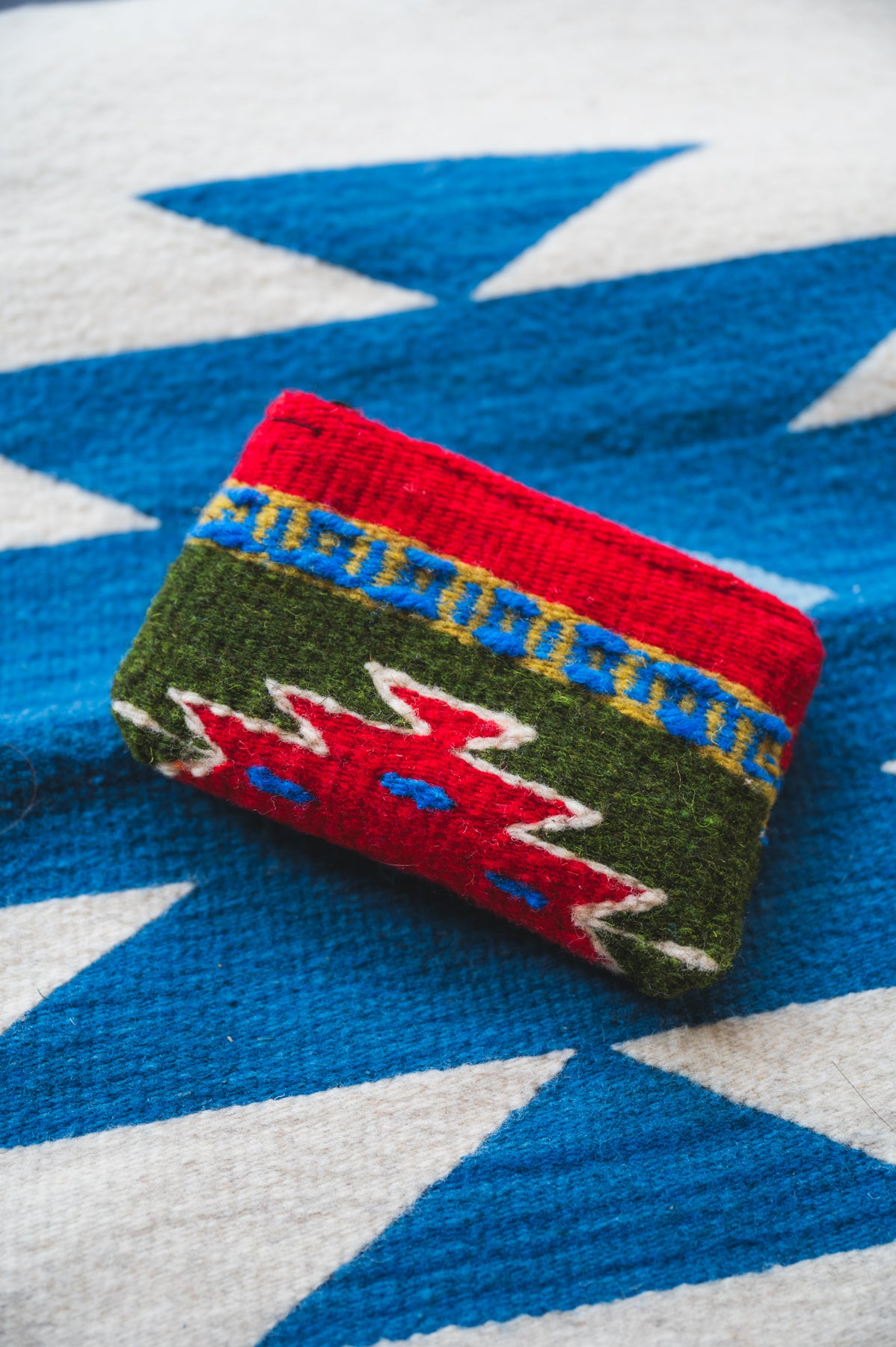 Colorful Zapotec Handwoven wool purse from Oaxaca 