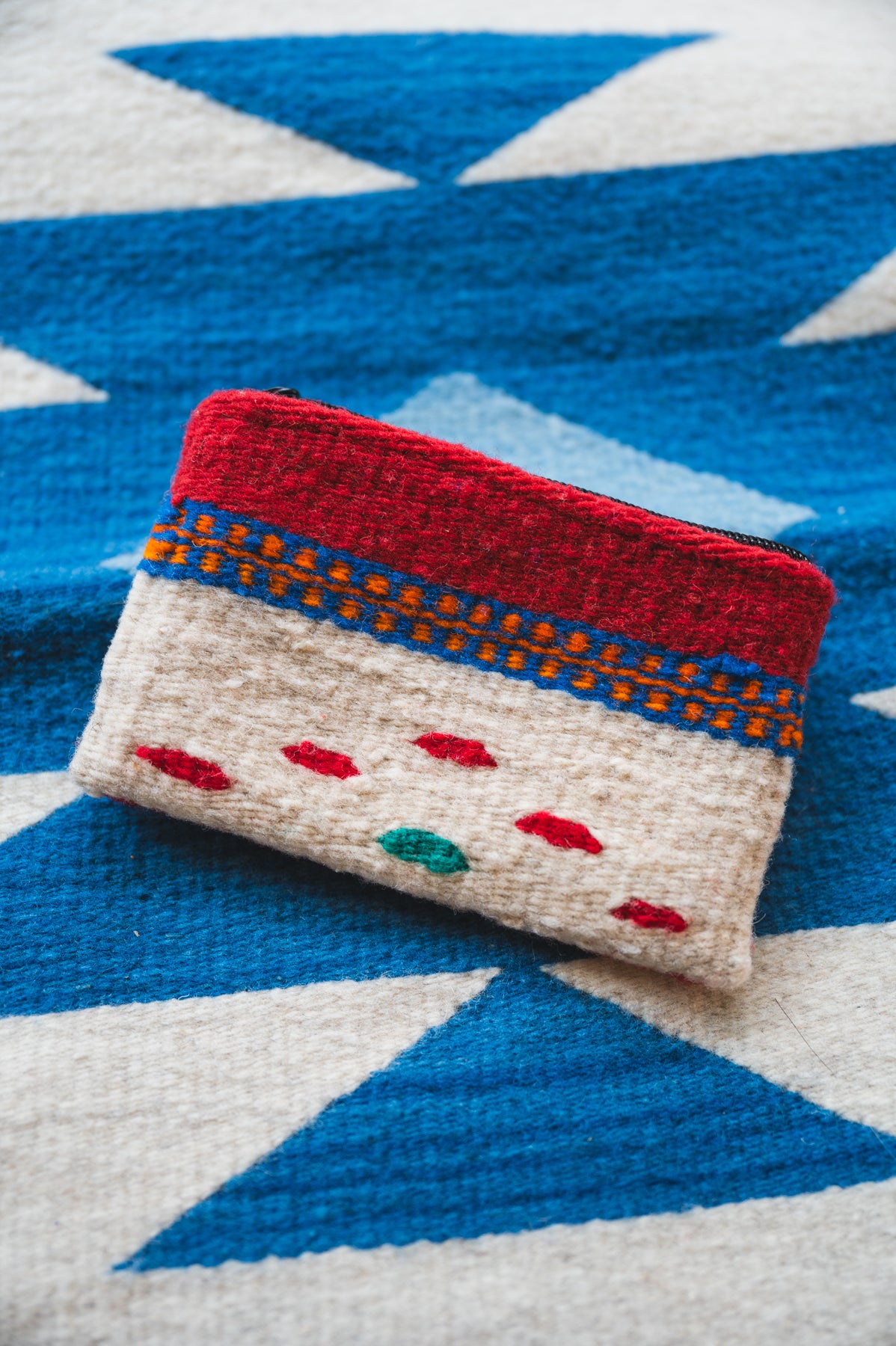 Colorful Zapotec Handwoven wool purse from Oaxaca 