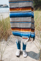 Handwoven Saltillo Blanket at the beach