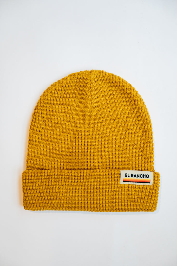 mustard waffle beanie