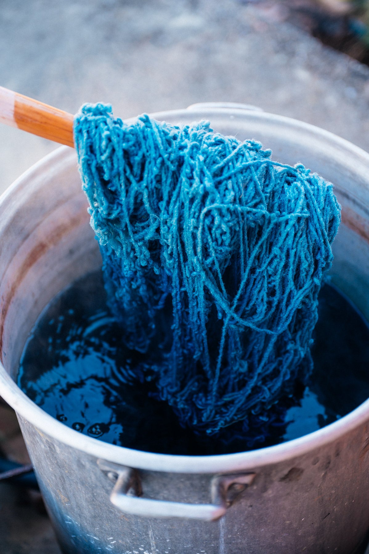 Wool dyeing in Teotitlan Del Valle Oaxaca